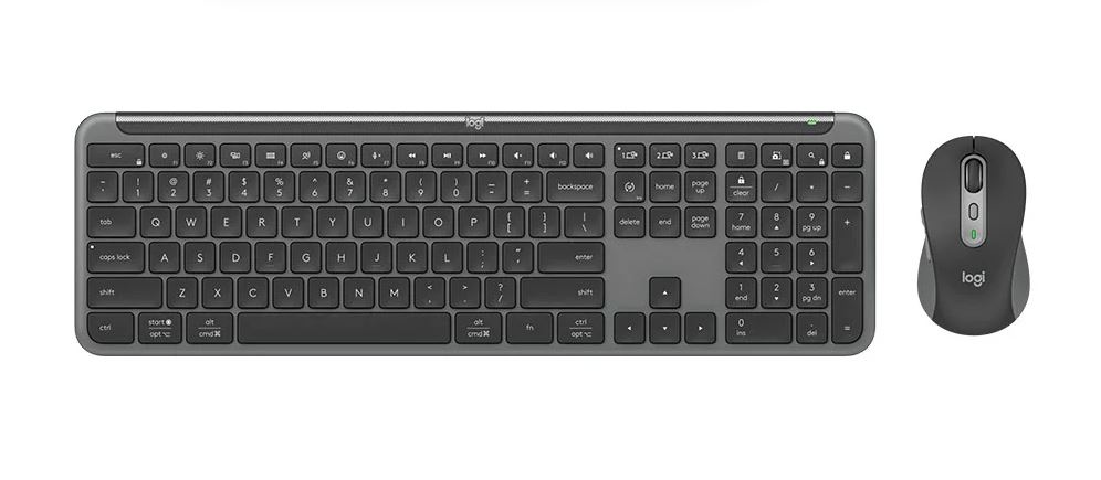 Logitech Signature Slim Combo MK950 Wireless Keyboard and Mouse Set - Full-Size Layout, 1000 DPI, Bluetooth 5.1, Easy-Switch, 36-Month Keyboard Battery Life, Graphite