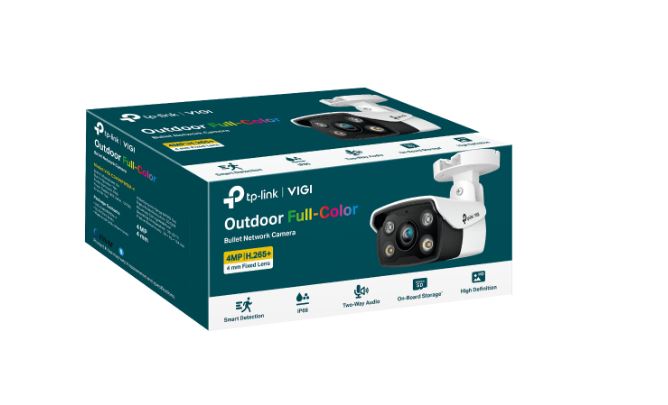 TP-Link VIGI C340 4MP Outdoor Full-Colour Bullet Network Camera with 4mm Lens, Smart Detection & IP67 Weatherproof, PoE/12V DC Power, 3-Year Warranty