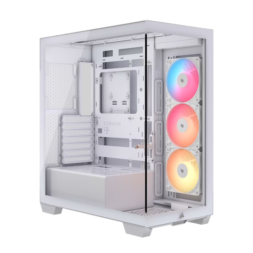 Corsair 3500X RS-R ARGB White Mid-Tower PC Case - E-ATX Support, Tempered Glass, USB 3.2 Gen 2 Type-C, 360mm Radiator, RS120-R ARGB Fans