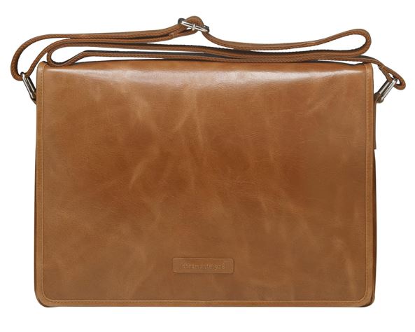 Marselisborg 14" Leather Messenger Laptop Bag Golden Tan - Handcrafted Full-Grain Leather, Adjustable Shoulder Strap, Fits 14" Notebooks