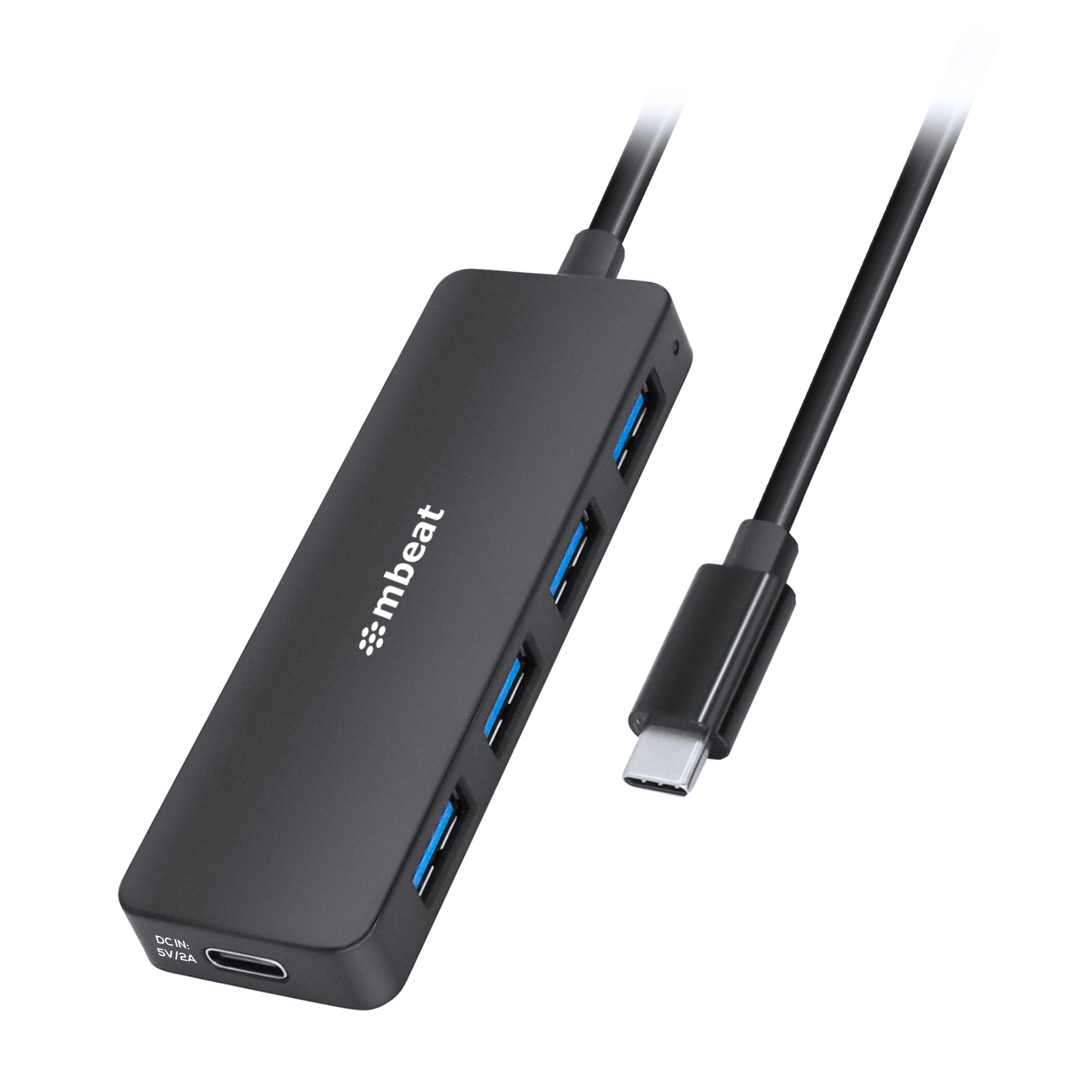 mbeat 4-Port USB-C Hub with USB-C DC Port - Compact Portable USB 3.0 Hub with 5Gbps Data Transfer for Laptop Expansion