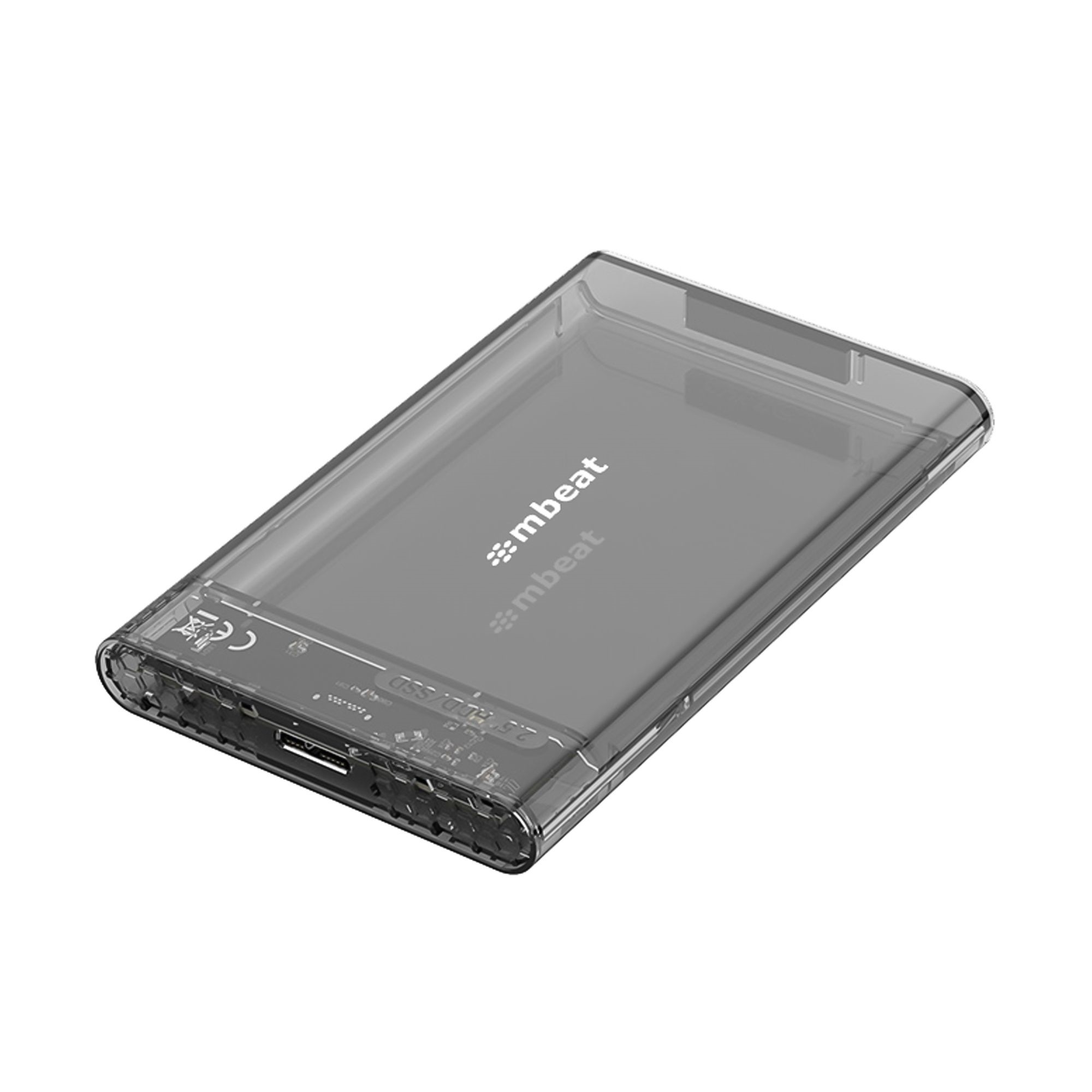 mbeat A1 USB 3.0 Tool-Free 2.5" SATA HDD Enclosure - See-Through Design, Up to 5Gbps, Supports 8TB Drives, Black