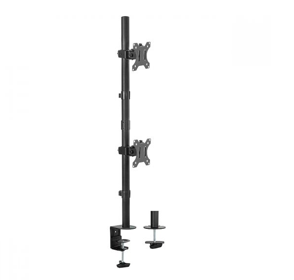 mbeat activiva Dual-Screen Articulating Vertical Monitor Arm for 13"–32" Screens, 8kg Weight Capacity, VESA 75x75 & 100x100 Compatible, Matte Black Steel Construction