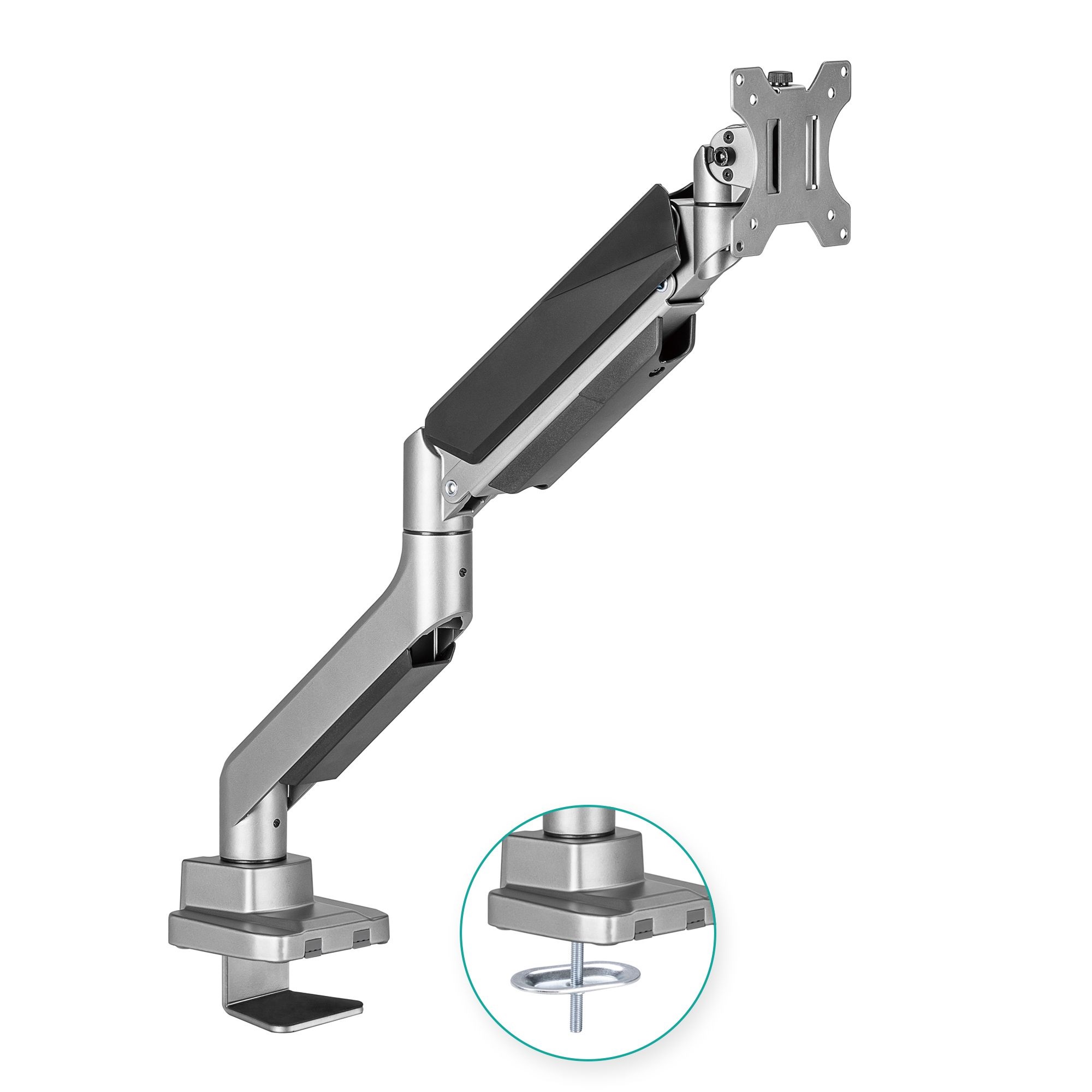 mbeat Activiva Heavy Duty Gas Spring Monitor Arm for 17-49 Inch Monitors - Supports up to 18kg, 360° Rotation, Cable Management, Metallic Grey