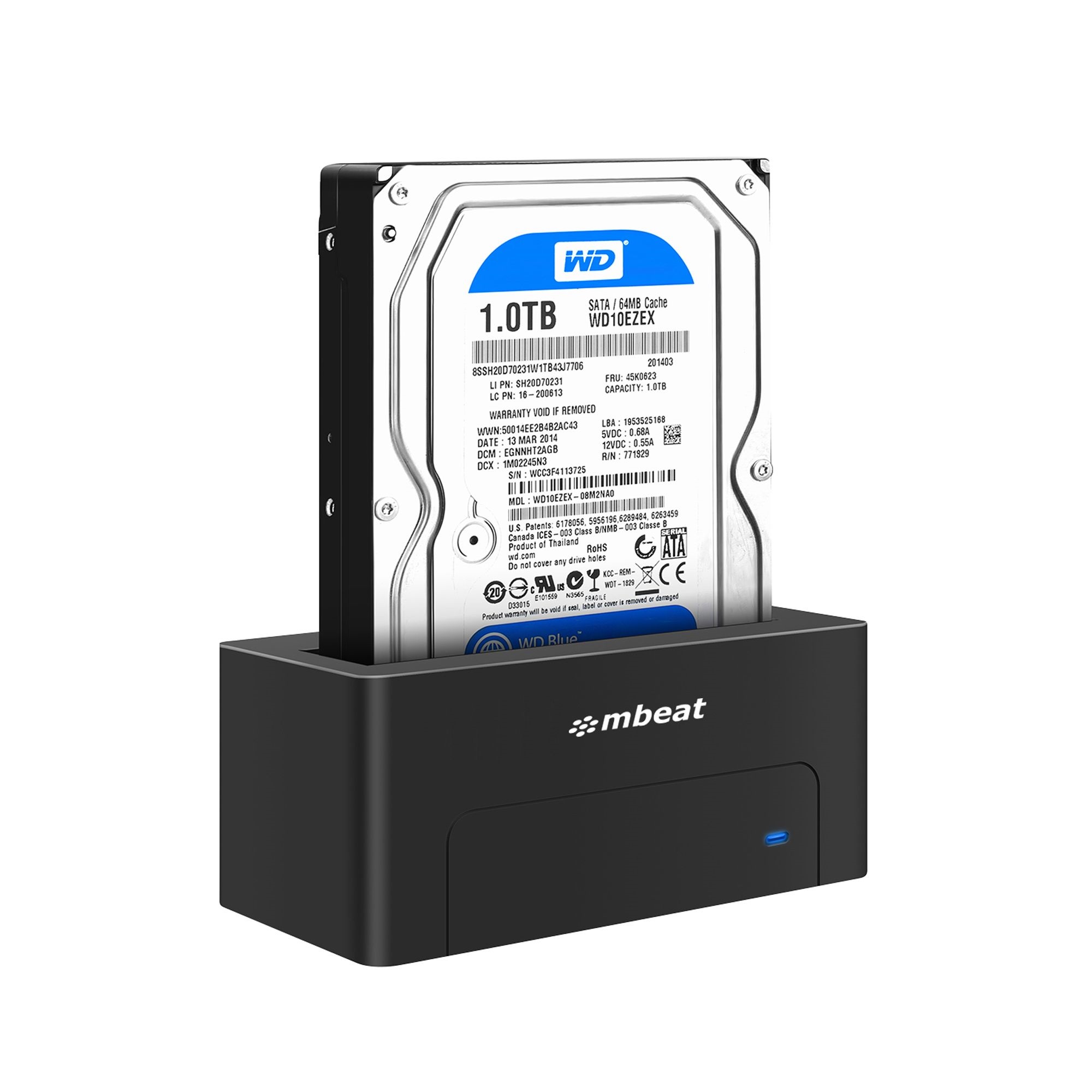 mbeat D1 USB 3.0 SATA HDD Docking Station for 2.5" & 3.5" Drives, 20TB Support, 5Gbps Data Transfer - Black