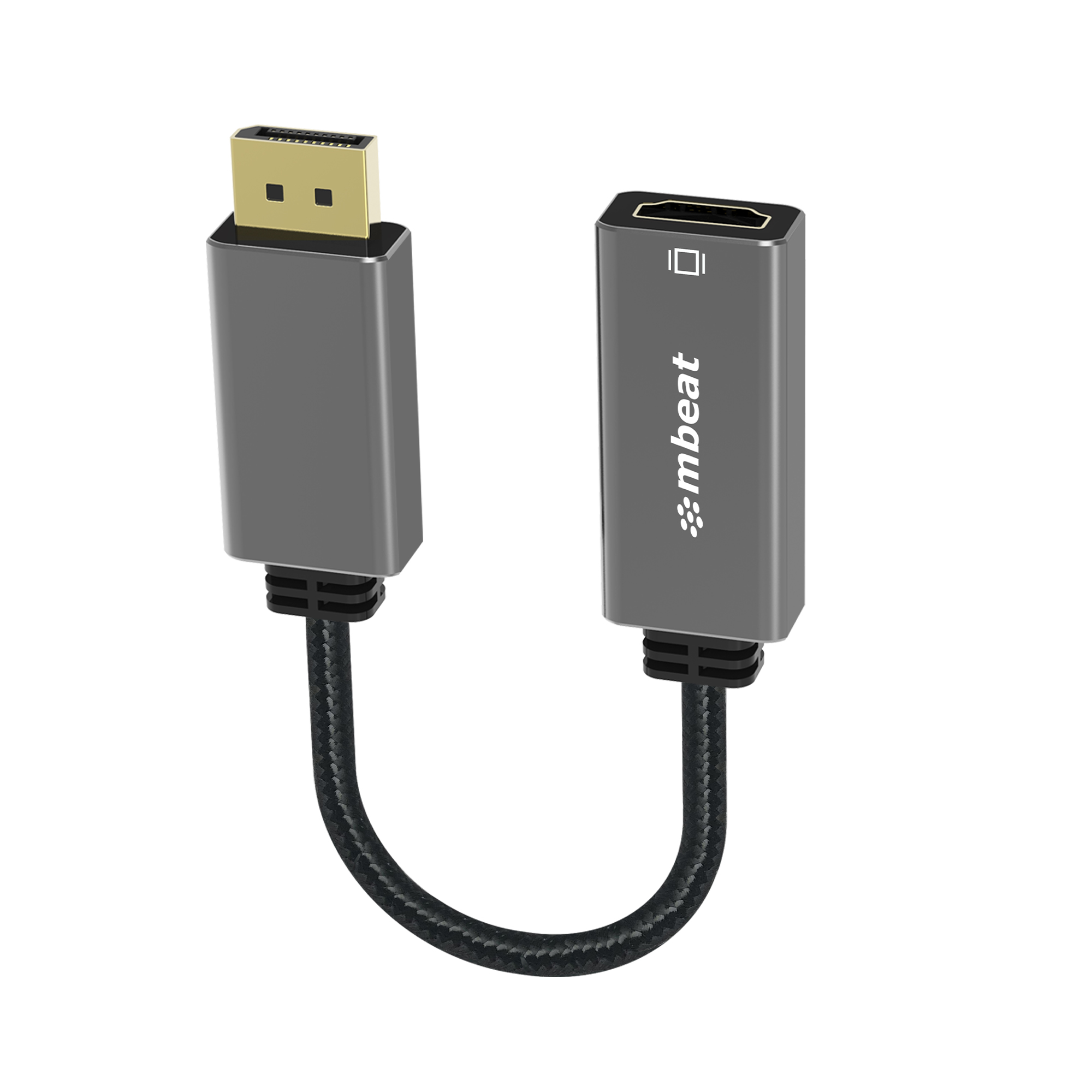 mbeat Elite DisplayPort to HDMI Adapter 15cm Nylon Braided Cable 4K@60Hz Support Space Grey MB-XAD-DPHDM