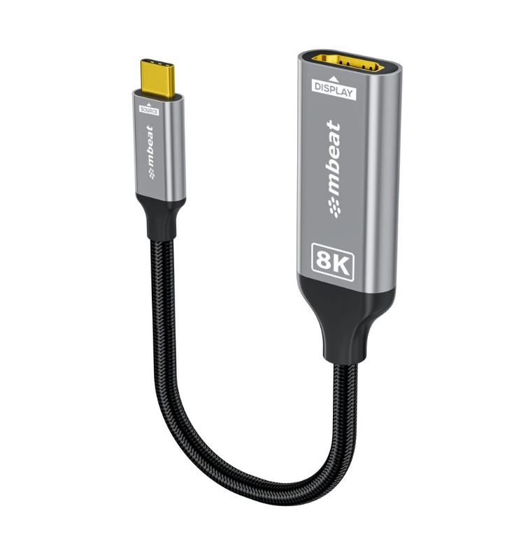 mbeat Tough Link 8K USB-C to HDMI Adapter - HDMI 2.1, 48Gbps Bandwidth, 8K@60Hz Support, Nylon-Braided Cable, Space Grey