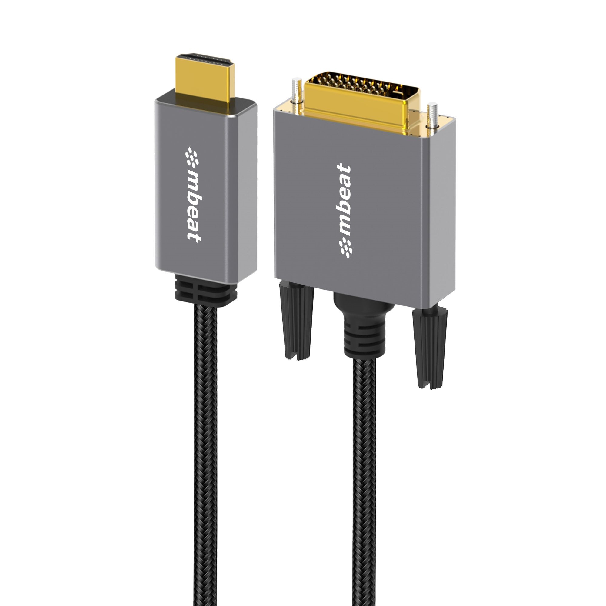 mbeat ToughLink 1.8m HDMI to DVI Cable – Bi-Directional, Supports 1080p@60Hz, Aluminium Connectors, Nylon Braided