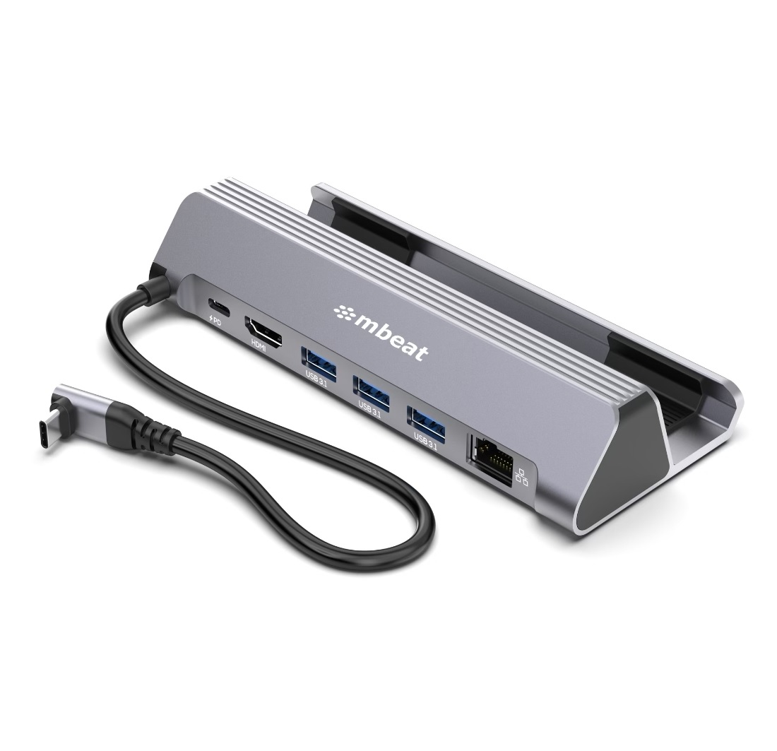 mbeat USB-C Gaming Dock for Steam Deck & ROG Ally with 100W PD Pass-Through, 4K@60Hz HDMI, Gigabit Ethernet & USB 3.1 Gen1 Ports