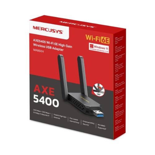 MERCUSYS MA86XH AXE5400 Wi-Fi 6E High-Gain USB 3.0 Wireless Adapter with Dual Antennas
