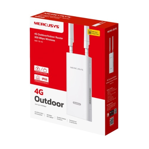 Mercusys MB118-4G 300 Mbps Wireless 4G LTE Outdoor/Indoor Router with IP65 Weatherproof, PoE Support & Multi-Mount