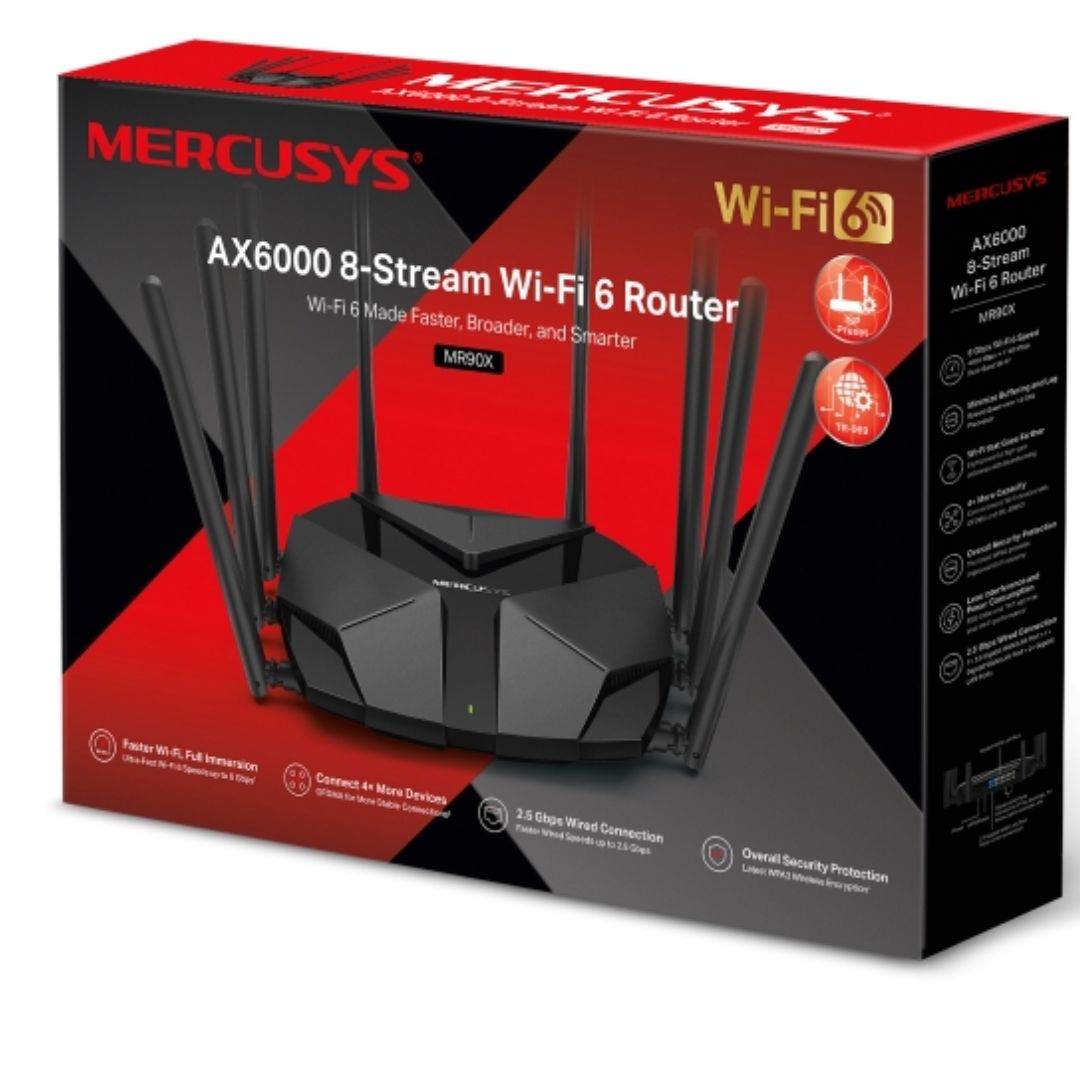 Mercusys MR90X AX6000 8-Stream Wi-Fi 6 Router with 2.5 Gbps Multi-Gig Port and WPA3 Security