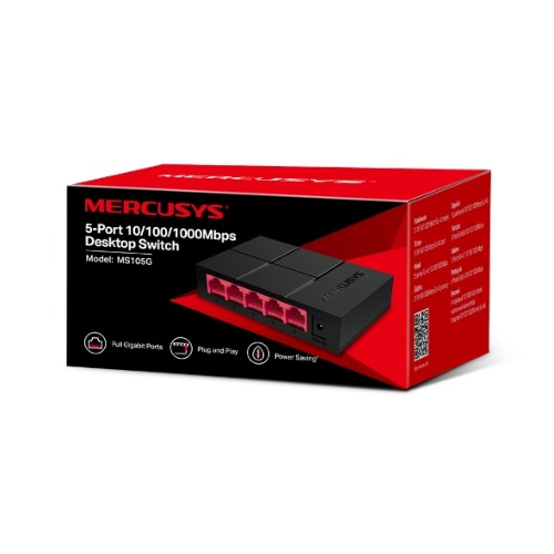 Mercusys MS105G 5-Port Gigabit Desktop Switch – 5x 10/100/1000 Mbps RJ45 Ports, Plug & Play, Compact Design, Energy Efficient Green Ethernet