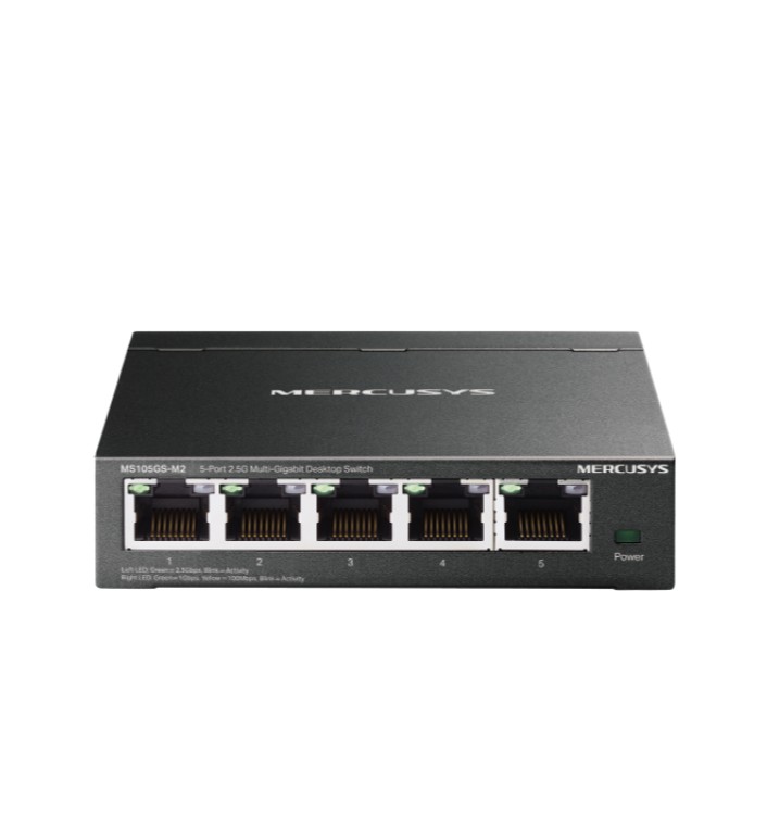 Mercusys MS105GS-M2 5-Port 2.5G Multi-Gigabit Desktop Switch with Fanless Metal Design and Plug & Play