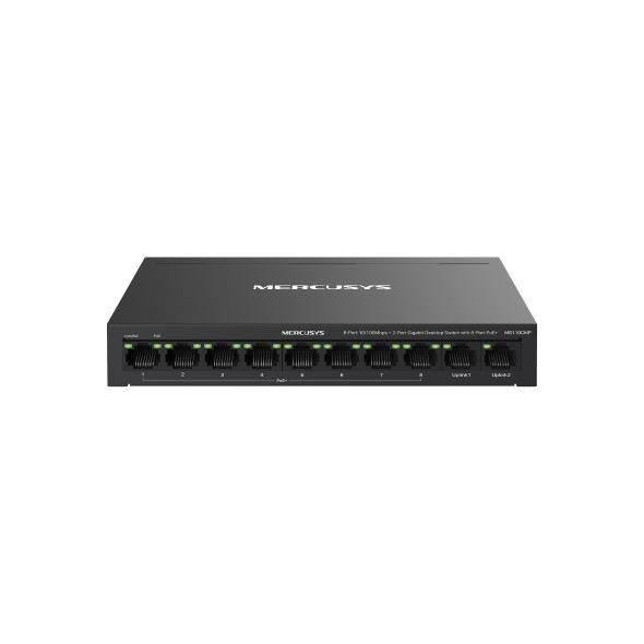 Mercusys MS110CMP 8-Port 10/100 Mbps PoE+ + 2-Port Gigabit Desktop Switch with 115W Power Budget & Extend Mode