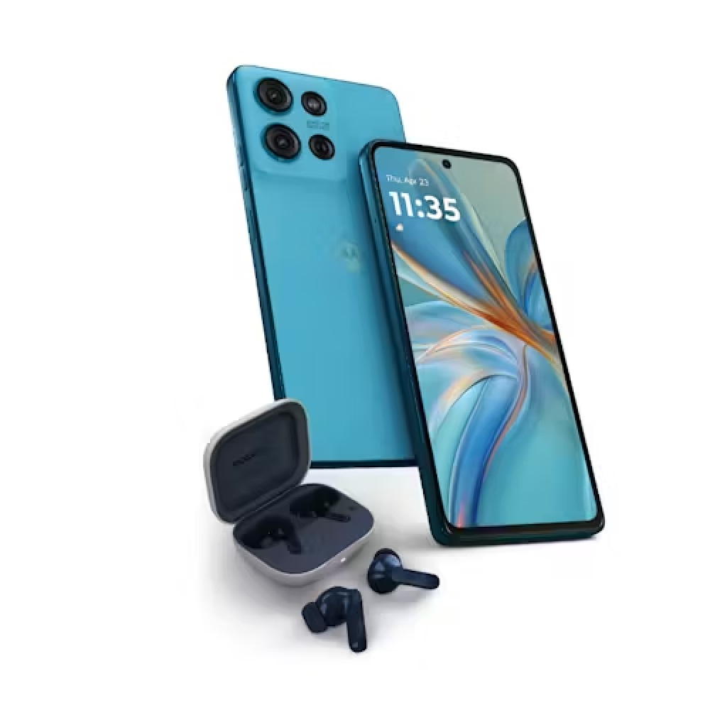 Motorola G75 5G 256GB Aqua Blue Smartphone with Moto Buds, 6.8" Full HD+ 120Hz, 8GB RAM, 50MP OIS Camera, 5000mAh Battery, Dual SIM + eSIM, IP68 Water Resistant