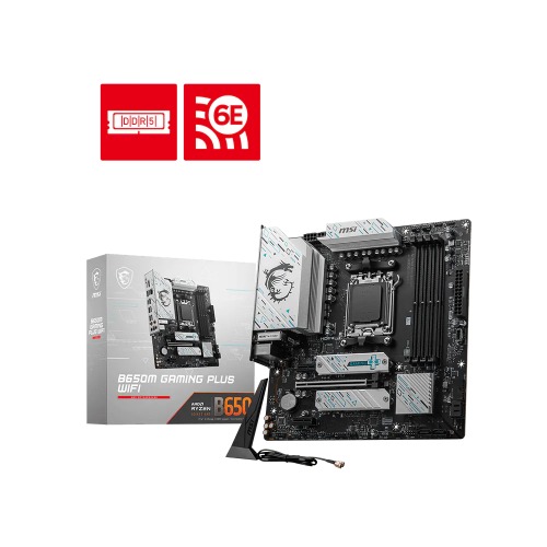 MSI B650M GAMING PLUS WIFI AMD AM5 mATX Motherboard with DDR5 7200+ OC, PCIe 4.0, Dual M.2 & Wi-Fi 6E