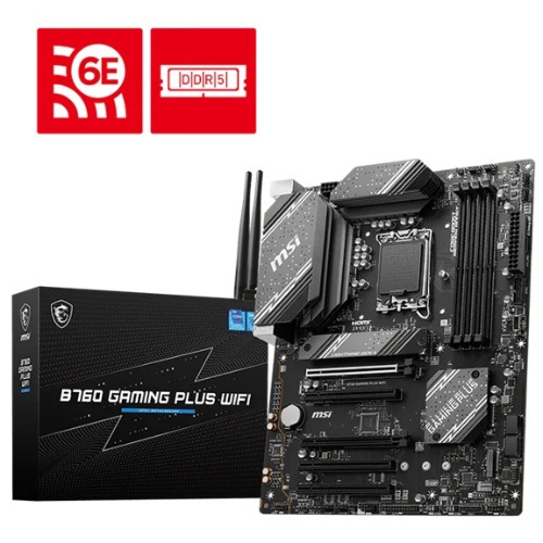 MSI B760 GAMING PLUS WIFI ATX Motherboard for Intel LGA 1700, DDR5 6800+MHz OC, Wi-Fi 6E, 5x PCIe x16, Dual M.2, 2.5G LAN, USB 3.2 Gen 2 Type-C