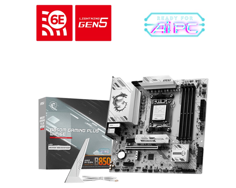 MSI B850M GAMING PLUS WIFI 6E Micro-ATX AMD AM5 Motherboard with DDR5 256GB, PCIe 4.0 x16, Dual M.2 Slots, Wi-Fi 6E & Bluetooth 5.3