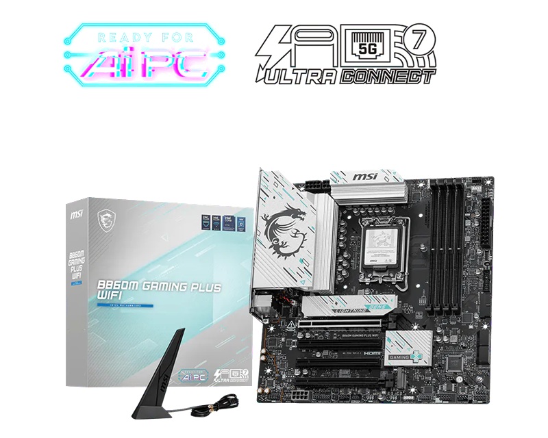 MSI B860M GAMING PLUS WIFI Micro-ATX Motherboard LGA 1851 DDR5 256GB Wi-Fi 7 Thunderbolt 4 PCIe 5.0 M.2 Gen5