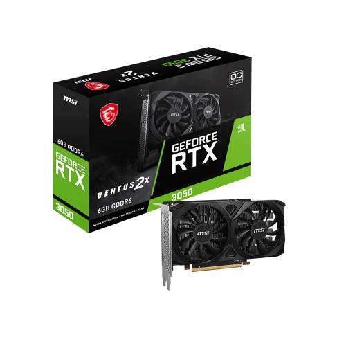 MSI GeForce RTX 3050 VENTUS 2X 6GB GDDR6 OC - Dual Fan, 1492 MHz Boost, 2304 CUDA Cores, HDMI 2.1, PCIe 4.0 Graphics Card