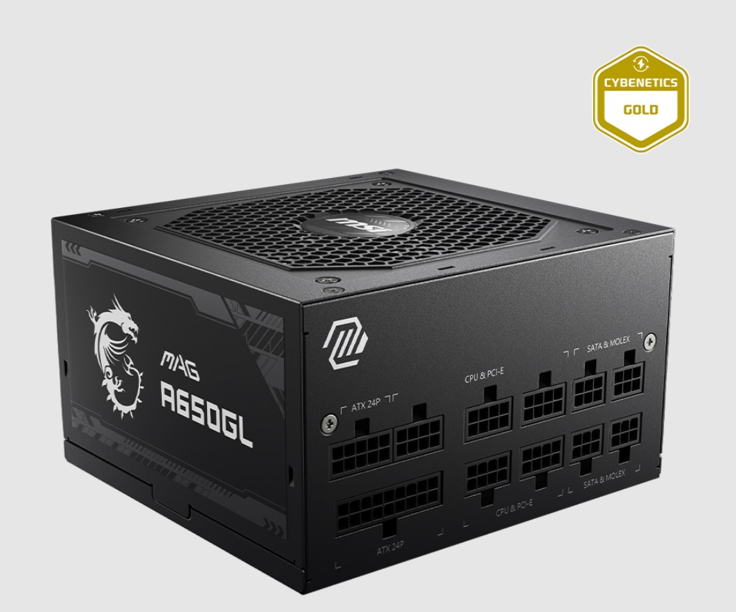 MSI MAG A650GL 650W 80 PLUS Gold Fully Modular Power Supply with Active PFC & Multi-Protection for Gaming PCs