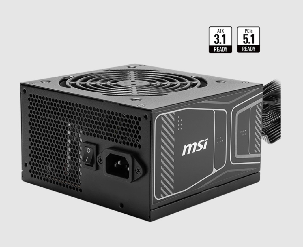 MSI MAG A850GN PCIE5 850W ATX 3.1 Power Supply Unit with PCIe 5.1 Connector, 80 Plus Gold Efficiency, Active PFC, Industrial Protection