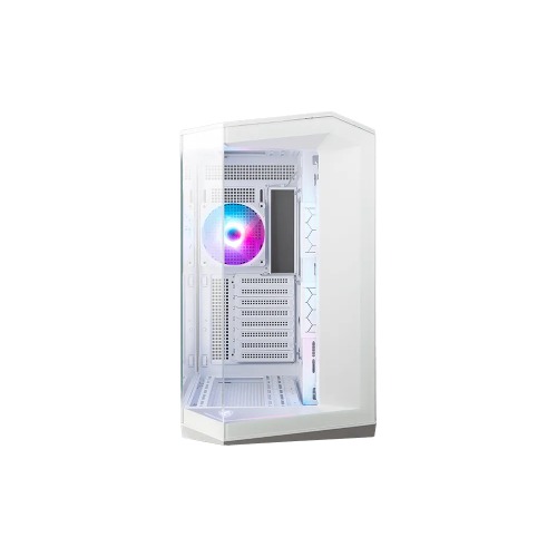 MSI MAG PANO 100R PZ WHITE Micro ATX Case with 270-Degree Panoramic Tempered Glass, ARGB Fans, USB 3.2 Gen2x2 Type-C, and Multi-Radiator Support
