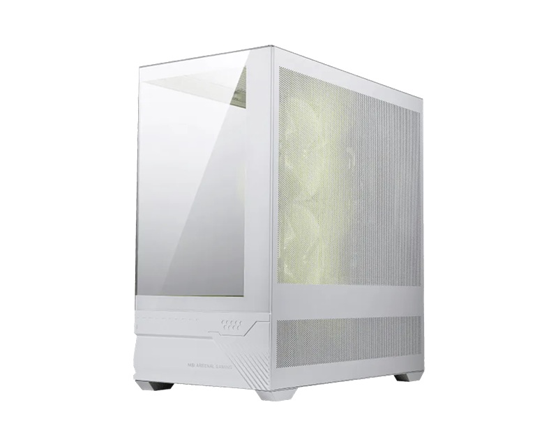 MSI MAG PANO M110R White Mini Tower PC Case with 270° Panoramic Glass, 3x ARGB Fans, 360mm Radiator Support, USB-C, Micro-ATX & Mini-ITX