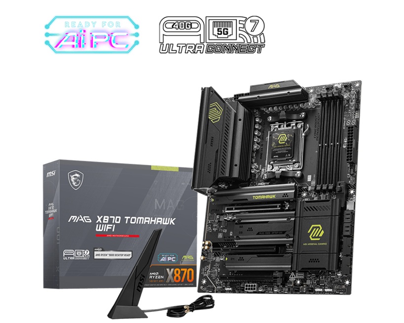 MSI MAG X870 TOMAHAWK WIFI AMD AM5 ATX Motherboard with DDR5 256GB, PCIe 5.0, 4x M.2, Wi-Fi 7 & 5G LAN