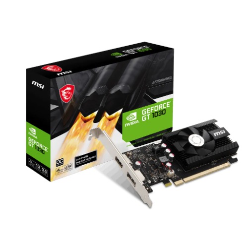 MSI NVIDIA GeForce GT 1030 4GB DDR4 Low Profile OC Video Card with 1430 MHz Boost Clock, HDMI 2.0 & DisplayPort 1.4a