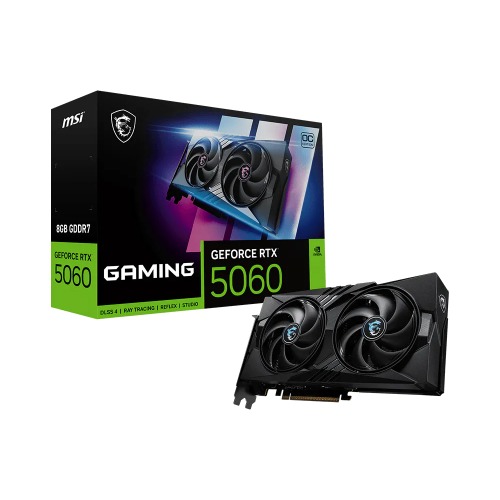 MSI NVIDIA GeForce RTX 5060 8GB GDDR7 Gaming OC Graphics Card PCIe Gen 5 x16 Boost 2625 MHz 3840 CUDA Cores HDMI 2.1b DisplayPort 2.1b