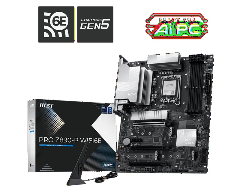 MSI PRO Z890-P WIFI6E ATX Motherboard LGA 1851 DDR5 9200+ OC WiFi 6E 5G LAN PCIe 5.0 M.2 Gen5 USB 20Gbps HDMI 2.1 DP 1.4