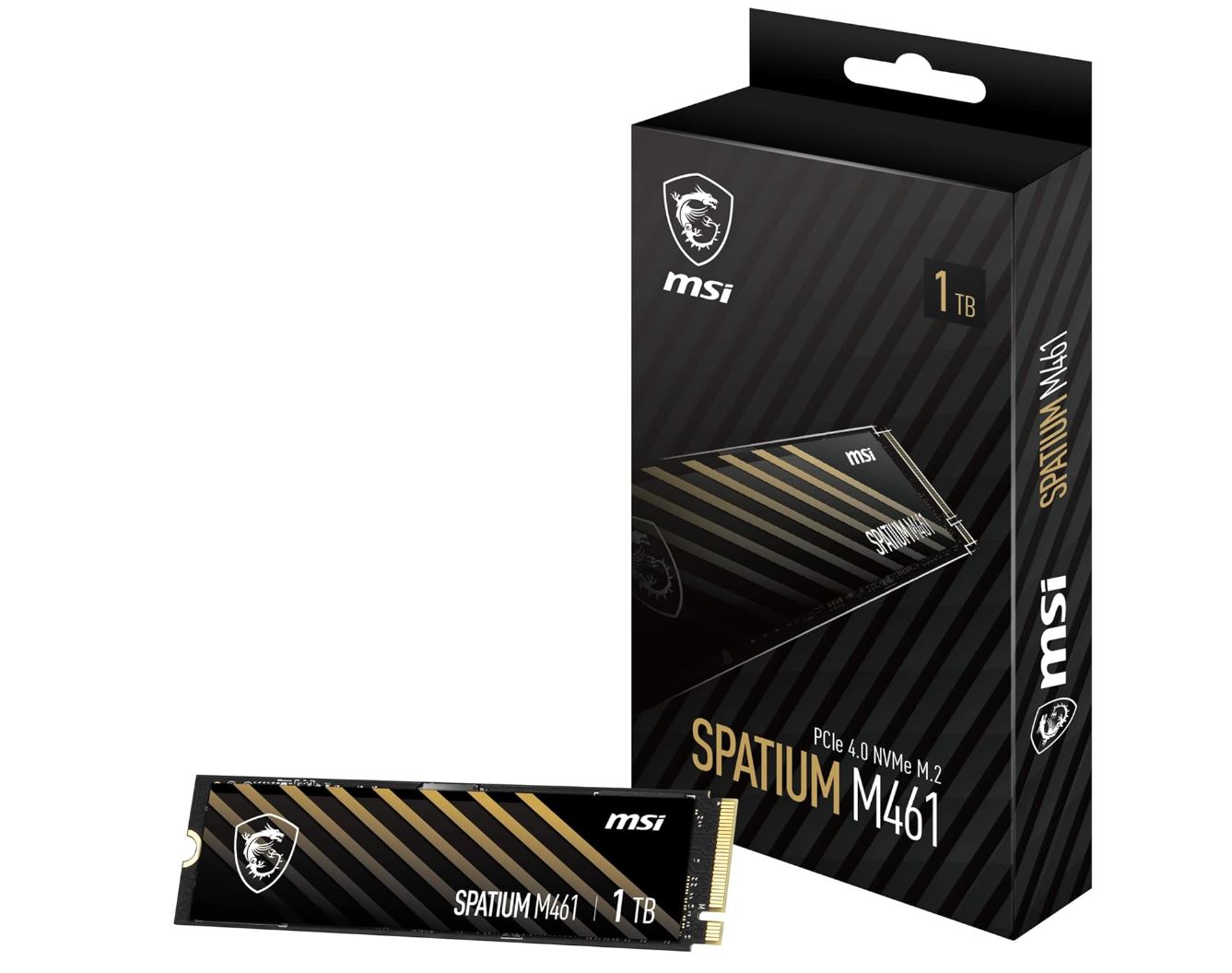MSI SPATIUM M461 1TB PCIe 4.0 NVMe M.2 2280 Internal SSD - Up to 5000MB/s Read Speeds, 5-Year Warranty