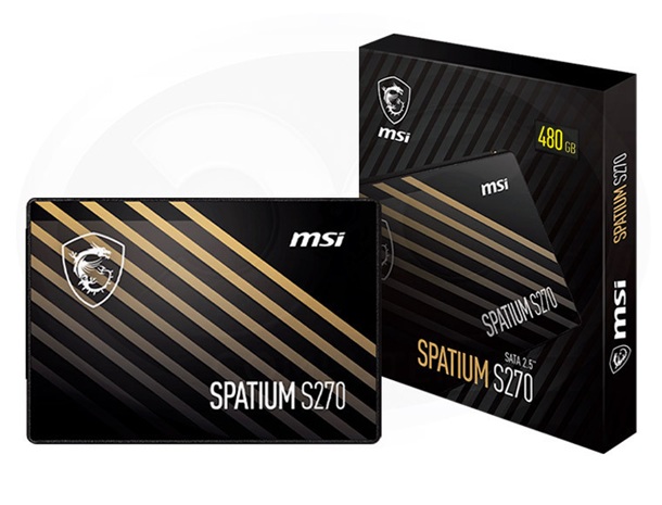 MSI SPATIUM S270 480GB SATA III 2.5" SSD – Phison S11 Controller, 3D NAND, Up to 500MB/s Read & 450MB/s Write, 250 TBW Endurance, 5-Year Warranty