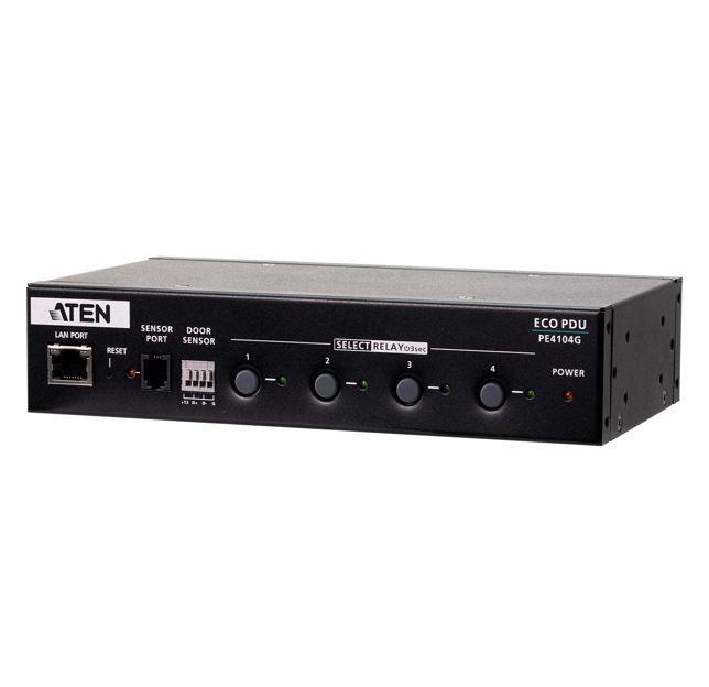 ATEN PE4104G 4-Port 1U 10A Smart PDU with Remote Outlet Control, 4x IEC C13 Outlets, 100-240VAC, RADIUS Authentication
