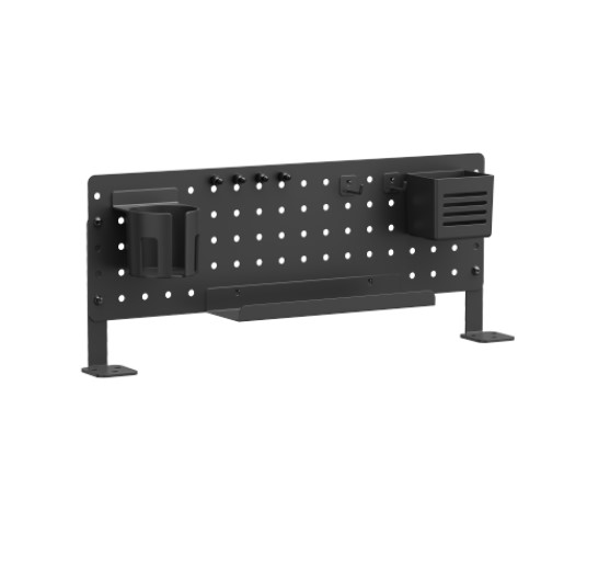 Brateck PB-007-01-B Matt Black Desk Pegboard Organizer with Storage Kits 600x100x240mm Durable Steel & ABS Construction