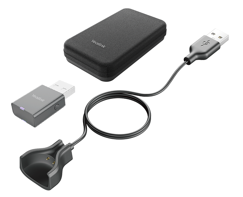Yealink Portable Accessory Kit for WH63/67 DECT Headsets - Carry Case, Charging Cable & WDD60 DECT Dongle for Hybrid Work