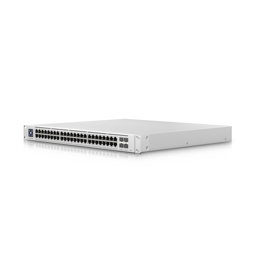 Ubiquiti Enterprise 48-port PoE+ Managed Layer 3 Switch with 48x2.5GbE PoE+ Ports, 4x 10G SFP+ Uplink Ports, 720W PoE Budget, 1.3" Touchscreen