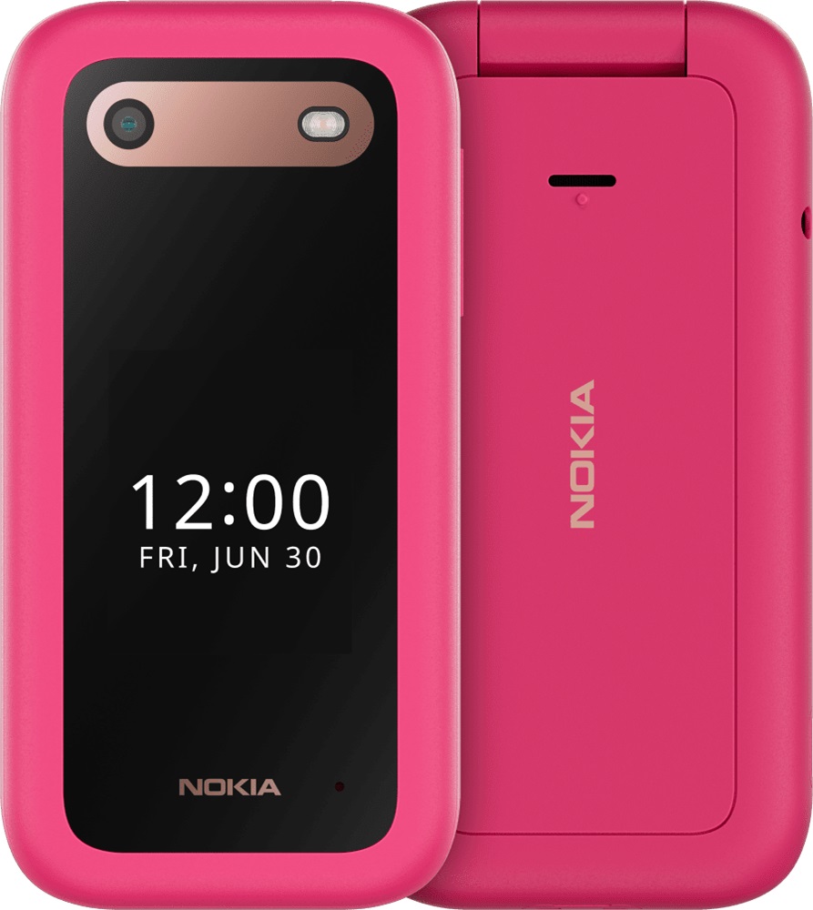 Nokia 2660 Flip 4G Pop Pink — 2.8" QVGA, 128MB Storage, 48MB RAM, 1450mAh Removable Battery, Dual SIM, S30+