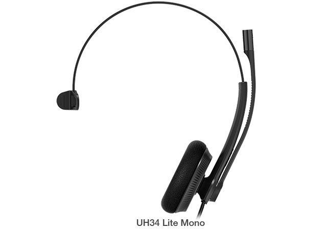 Yealink UH34 Lite Mono USB-A Headset - Lightweight, Noise Cancelling Mic, Microsoft Teams Certified, Foam Ear Cushions, Inline Call Control