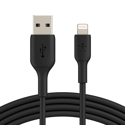 Belkin BoostCharge Braided Lightning to USB-A Cable 2m Black MFi Certified, 2.4A Fast Charging, 480Mbps Data Transfer, Durable 30K+ Bend Test