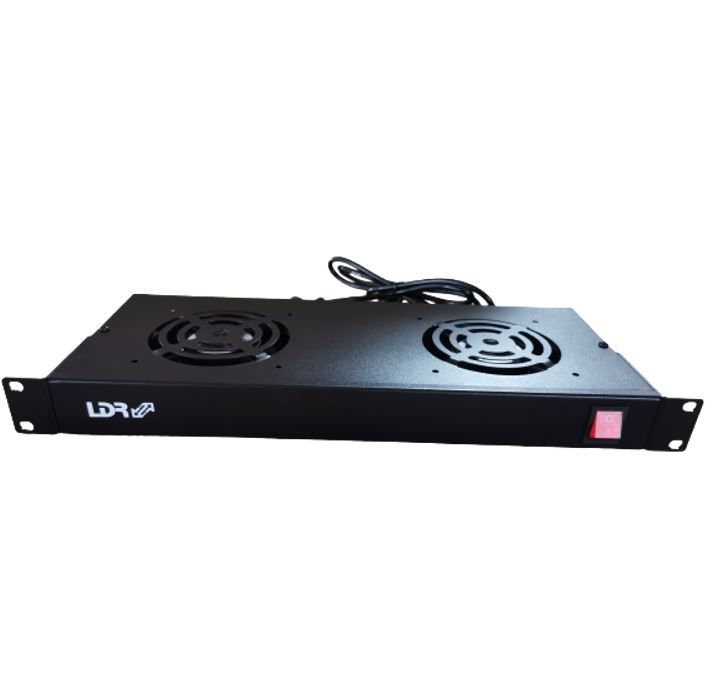 LDR 2 Way Rackmountable Fan Kit with Power Switch - 2x Fans, 1U Size, Black Metal Construction for 19" Racks
