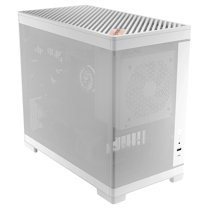 OKINOS Mini Art 4 White Mini Tower Case – Micro-ATX/ITX, Mesh Panels, USB-C 10Gbps, 3 Fans, 240mm Radiator Support, 330mm GPU Clearance