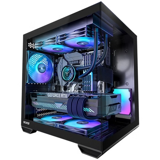 OKINOS Mirage 4 mATX ARGB Mini Tower PC Case with Tempered Glass, ARGB Controller & 4x ARGB Fans, USB 3.0 & USB-C 3.2 Gen2 Front I/O, Steel Chassis, Black