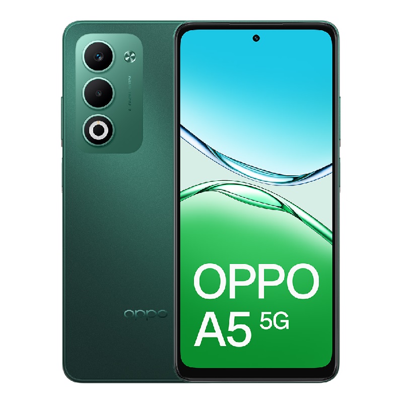 OPPO A5 5G Aurora Green 6.67" HD+ 120Hz Display, 4GB RAM, 128GB Storage, 6000mAh Battery, Dual SIM, MediaTek Dimensity 6300 SoC