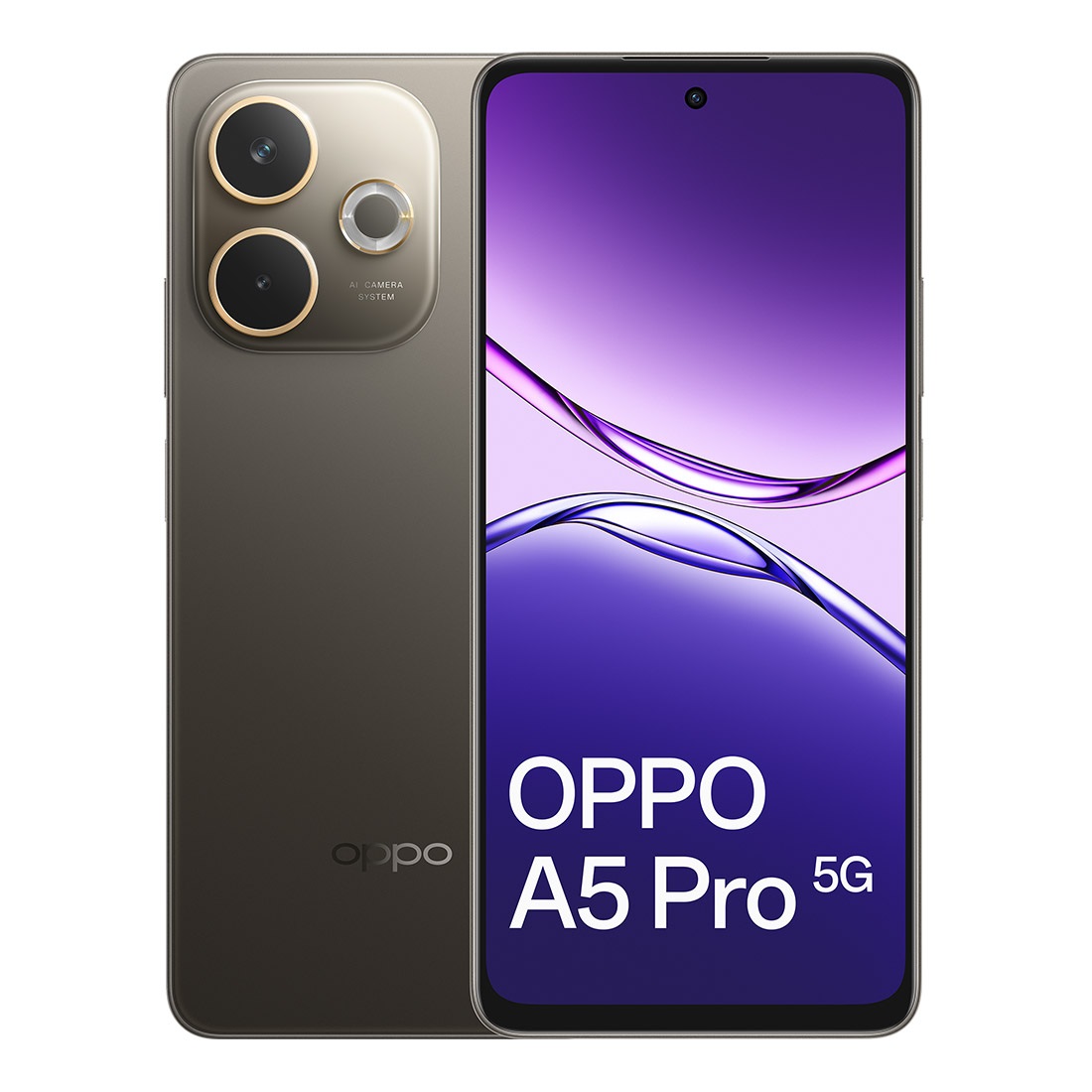 OPPO A5 Pro 5G 8GB RAM 256GB Storage Mocha Brown - 6.67" HD+ 120Hz Display, 50MP Dual Rear Cameras, 5800mAh Battery, IP69 Water Resistance