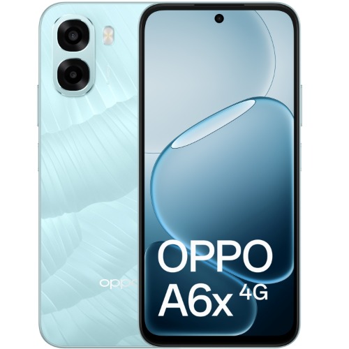 OPPO A6x 4G 128GB Ice Blue - 6.75" HD+ 120Hz Display, 4GB RAM, 6100mAh Battery, Dual SIM, 13MP+5MP Cameras