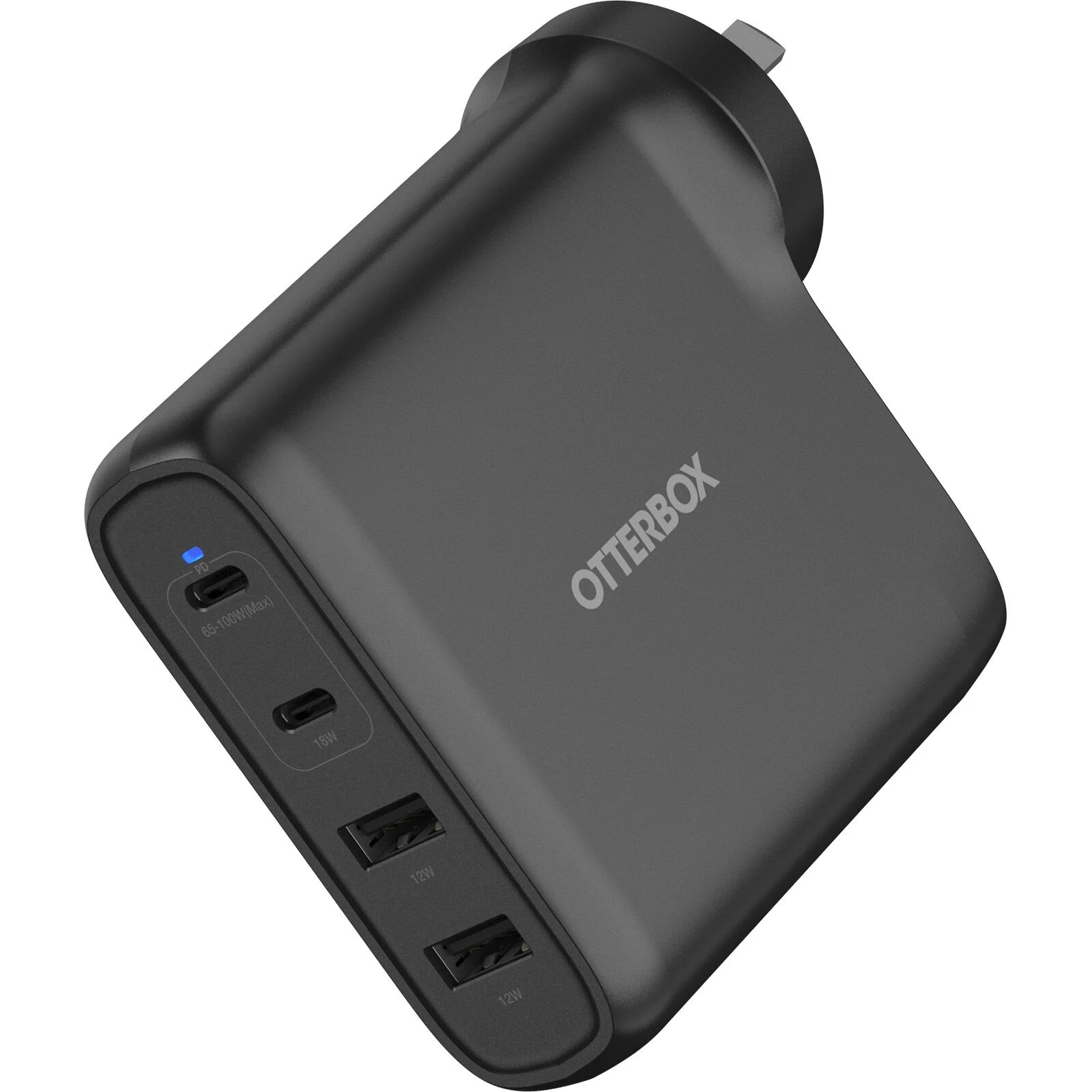 OtterBox 100W Four Port USB-C PD Fast GaN Wall Charger - Dual USB-C (100W+18W) & Dual USB-A (12W), Compact Durable Multi-Device Charger