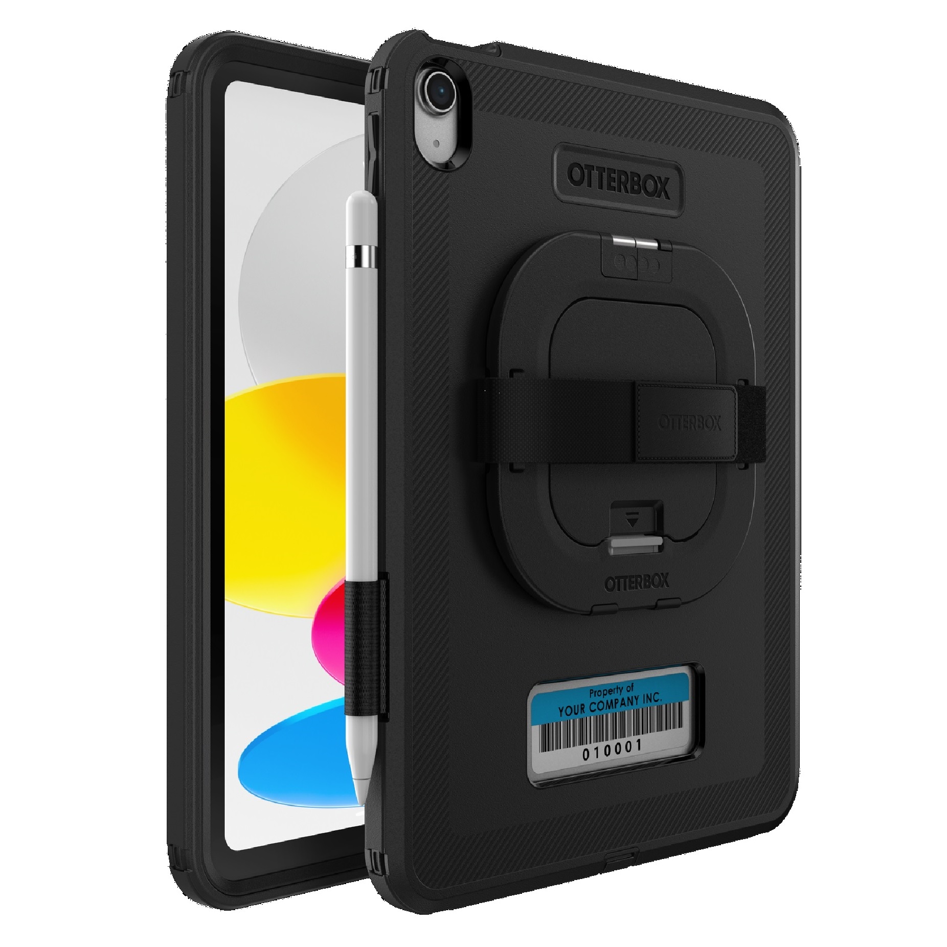 OtterBox Defender Rugged Case for Apple iPad 11th Gen (A16) & 10th Gen (10.9") with Kickstand, Hand Strap, and Built-In Screen Protector, Black
